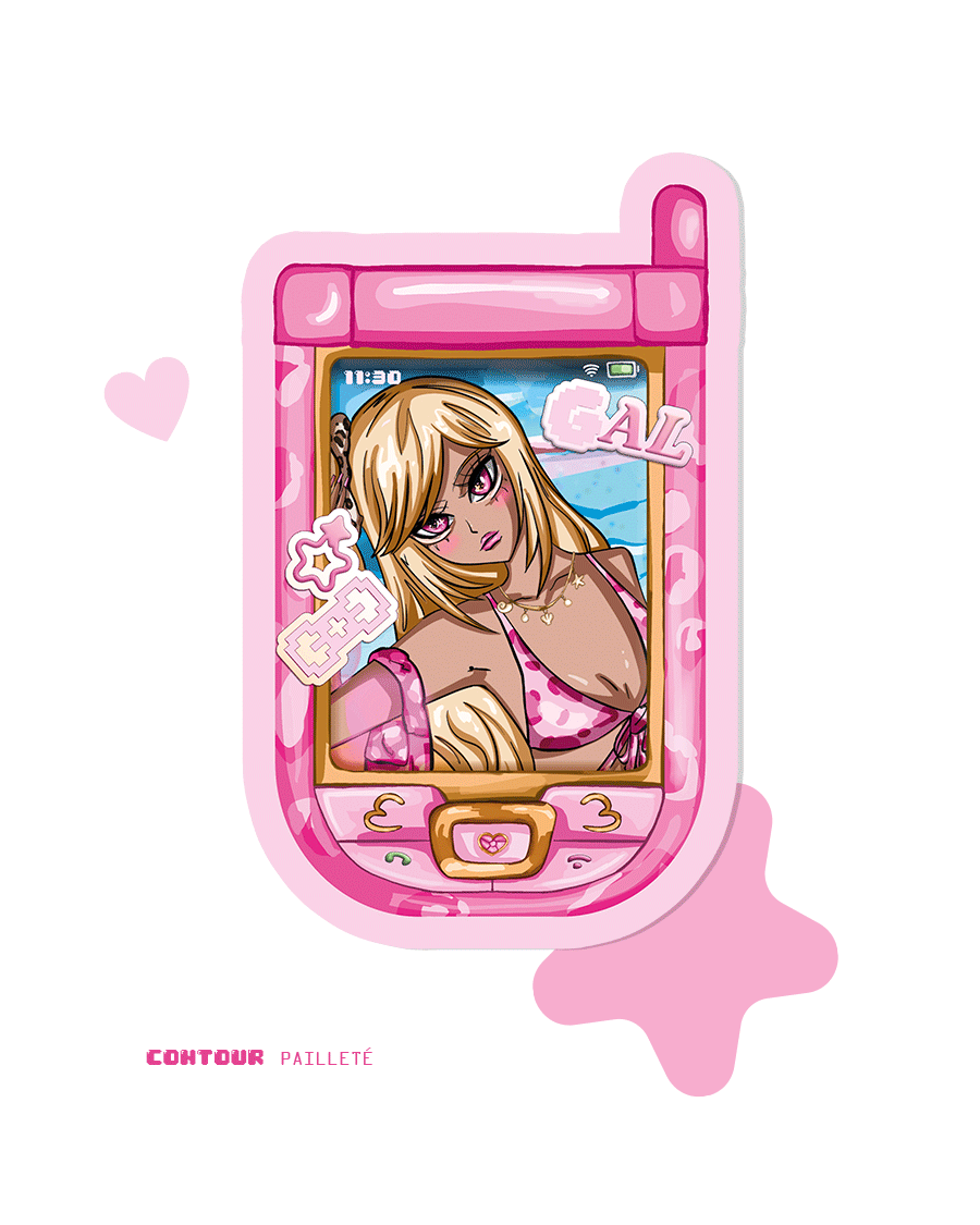sticker Crêpe 「on the phone」