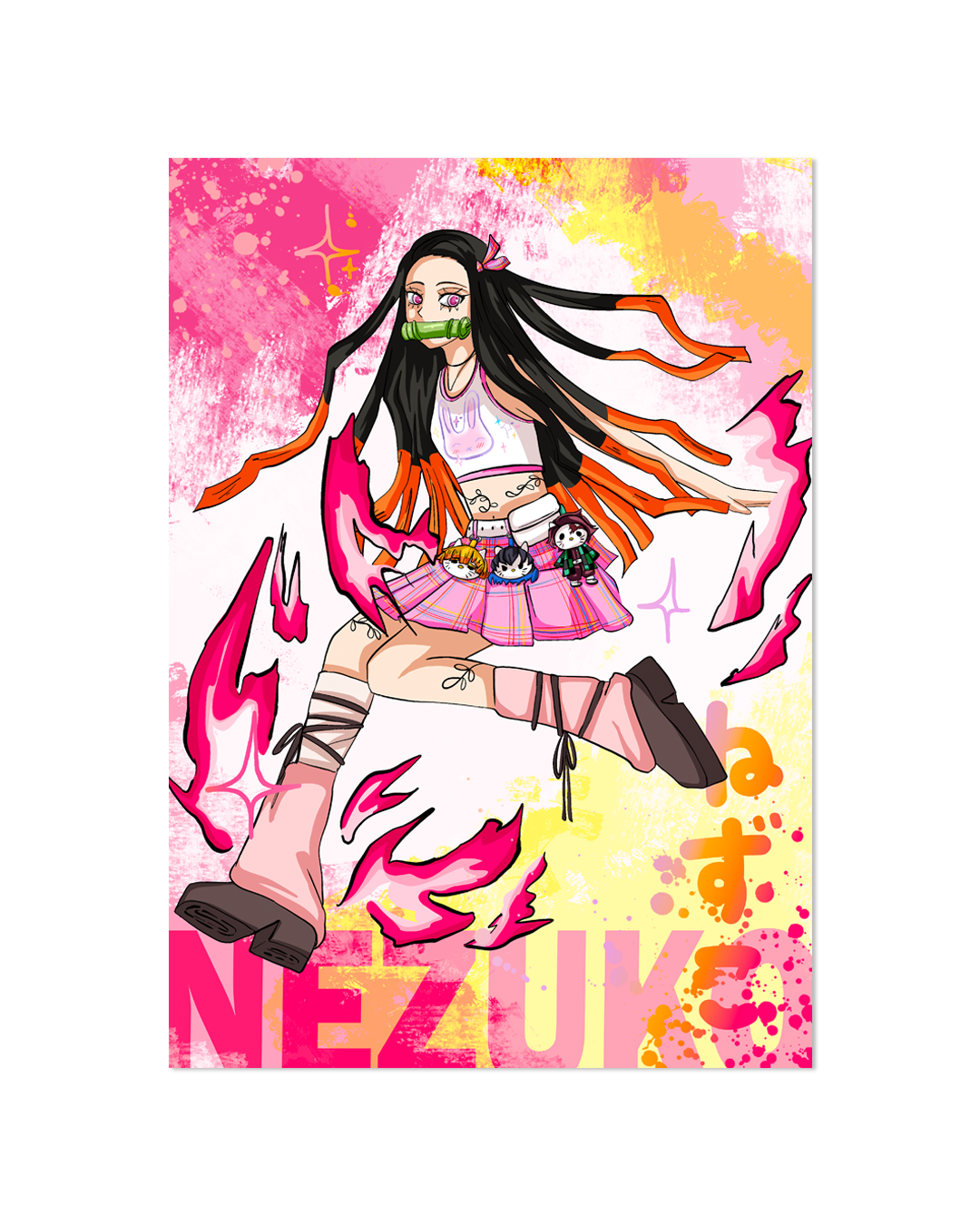 Pink demon print A4 | Holographique