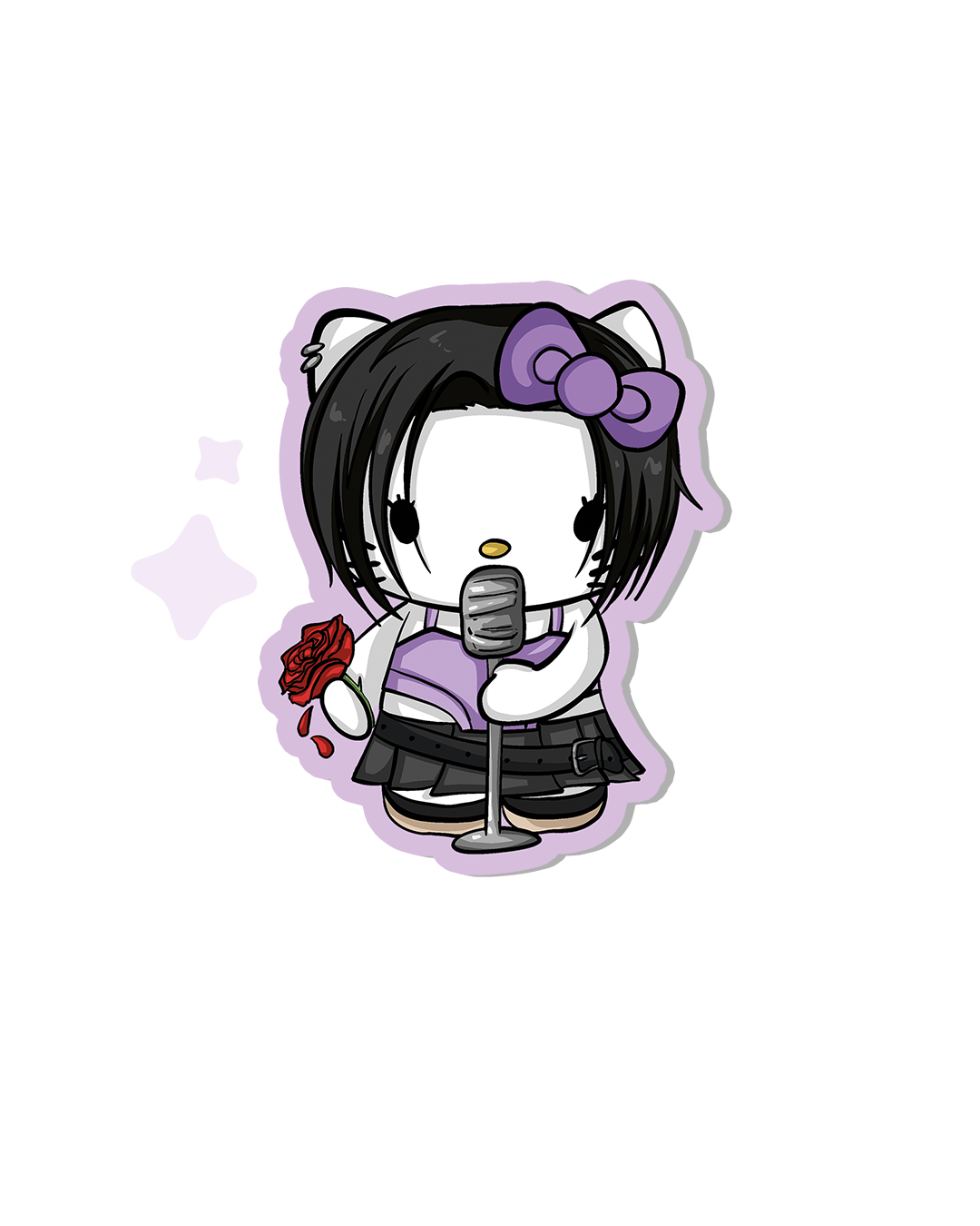 sticker broken rose kitty