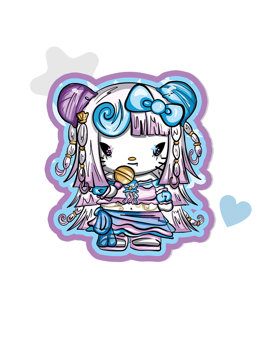 sticker méduse kitty